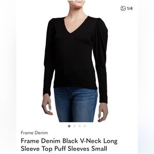 Frame Denim Classic Black V-Neck Top